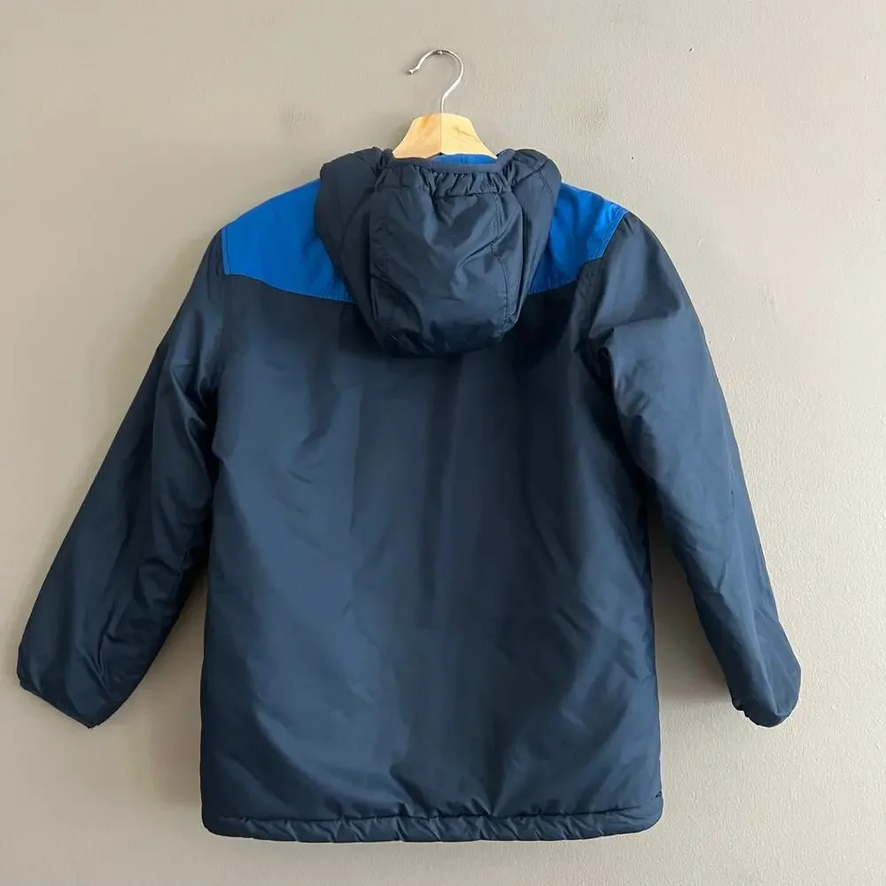 The North Face Boys Medium Reversible Puffer Fleece Jacket Navy Blue Hooded